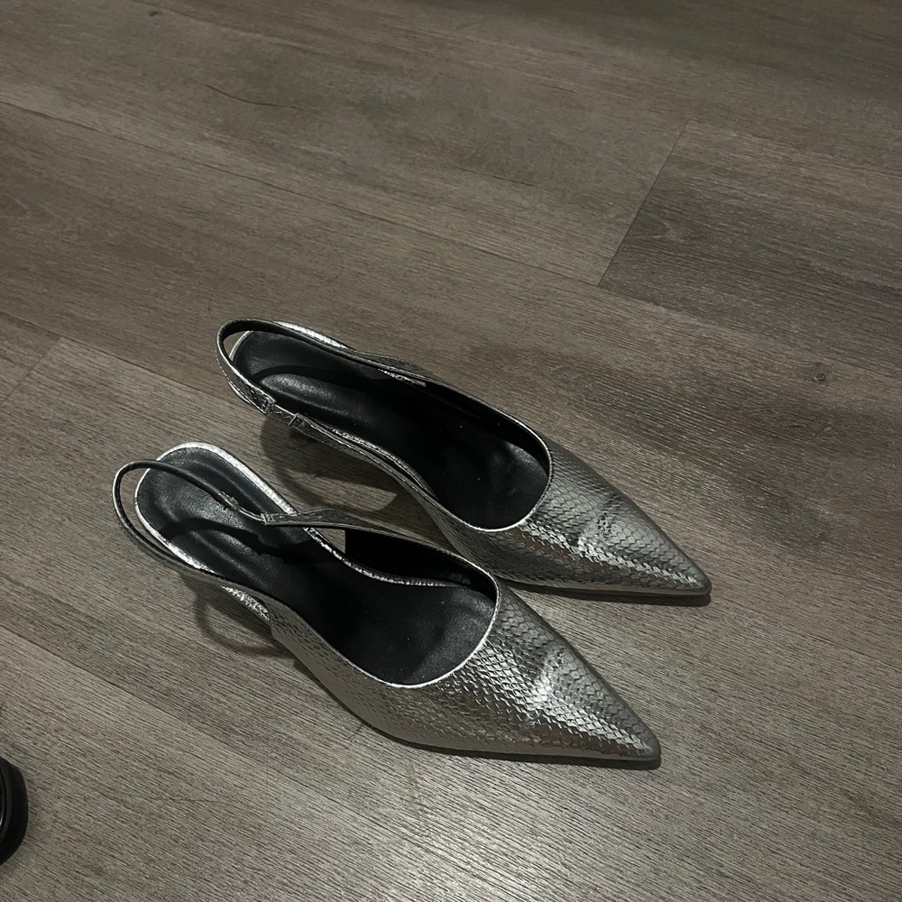 Silver Slingback Heels